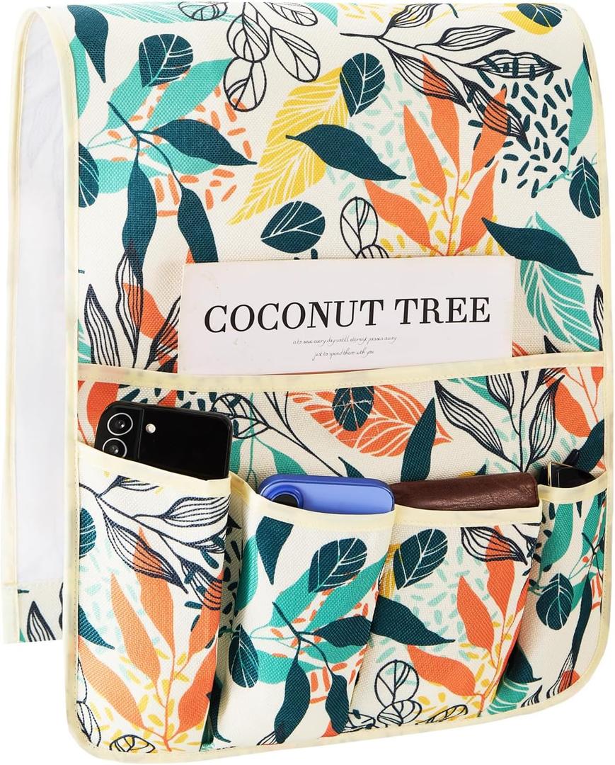 FLYILY Sofa Armrest Organizer Non-Slip Arm Chair Hanging Caddy Remote Control Holder for Magazine,Tablet, Phone, Books, Glasses(BigLeaf,13in) (35"x13")