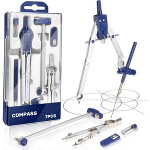 Compass for Geometry Large, Professional Drawing Compass Metal Drafting Compass Kit with Extension Bar,Metal Compass Geometry Set for Geometry, Drafting, Math, Drawing, for Engineer and Mathematician