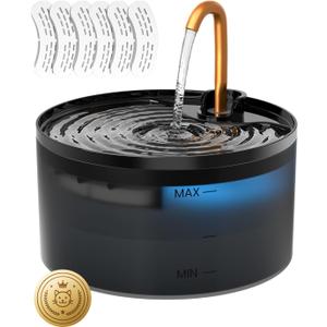 Cat Water Fountain, 71oz/2.1L Cat Fountain for Drinking with Copper Faucet, MISFANS-Designed Pump & Filter, Plastic Automatic Pet Water Fountain Bowl & Dispenser with 6-Pack Replaceable Filters