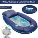 New Aqua Easy Comfort Pool Chair Float and Lounge with Cup Holder Blue Fern, Small