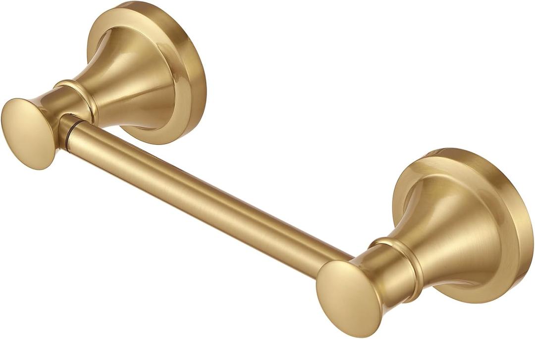Hoimpro Wall Mounted Rustproof Toilet Tissue Paper Holder Bathroom Accessories Toilet roll Paper Hanger, Brushed Gold