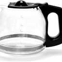 12-Cup Replacement Glass Coffee Carafe Compatible with Black and Decker Coffee maker Model CM0915BKD, Black Handle with Extra Lid, Product Height: 5.9 inch.