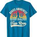 Rabies Awareness Fun Run Funny TV Comedy Running T-Shirt (Blue, Size L)