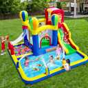 Baralir Inflatable Bounce House with Water Slide Backyard Inflatable Water Park with 4 Sprinklers, 2 Splash Pools, Fits 5 Kids, Perfect for Summer Fun & Cooling Down
