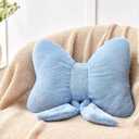 Dusty Blue Bow Pillow,12'' Bow Decorative Pillows with Faux Rabbit Fur,Soft Bow Throw Pillows Aesthetic Bow Shaped Pillow for Bed Sofa Couch Home Decor