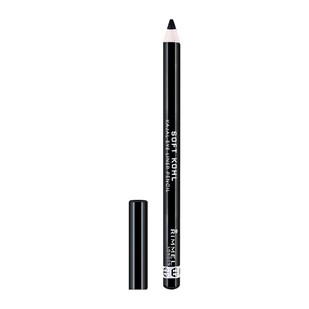 Rimmel London Soft Kohl Kajal Eyeliner Pencil, Blendable, Intense Color, Long-Wearing, 061, Jet Black, 0.04oz