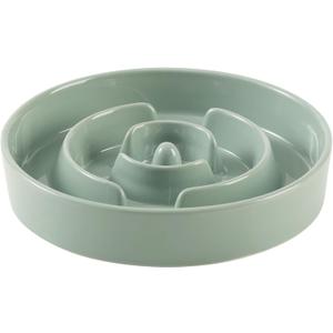 Havniva Ceramic 1.6 Cup Slow Feeder Dog Bowl for Medium and Large Breed, 8.2inch Puzzle Dog Food Dish, Anti-Gulping, Stop Bloat, Preventing Choking (Single Bowl-Light Green)