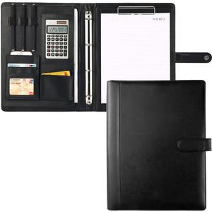 Professional Portfolio Leather Business Padfolio Notebook with Letter Size Clipboard, A4 Portfolio Binder & Organizer Folder (Excluding calculators)