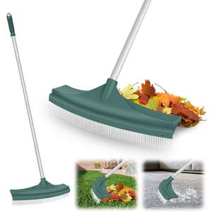 ORIENTOOLS Artificial Turf Rake, Curved Grass Rake with 4-Section Adjustable Steel Handle from 30" to 53", Hand Telescopic Brush, for Artificial Turf, Patios, Carpets, Pet Hairs and Garden Lawn Clean