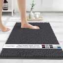 MAYSHINE Plush Shaggy Chenille Bath Mat | Extra Soft, Super Absorbent, Non-Slip Bathroom Rug | Fluffy Microfiber, Area Rug Sets for Bathroom Floor, Kitchen, Living Room | 39"x24" | Charcoal Gray