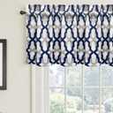 DriftAway Mason Blackout Valances for Windows Thermal Insulated Kitchen Topper Geometric Moroccan Mid Century Pattern Match Thick Bathroom Curtain Valance Rod Pocket 52 Inch by 18 Inch Navy