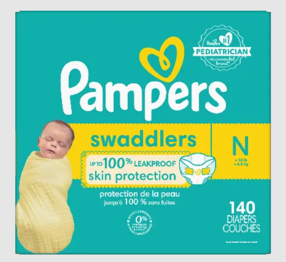 Pampers Swaddlers Swaddlers Newborn Diapers, Size N, 140 Each