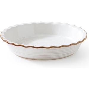 Frewinky Ceramic Pie Pan for Baking, 9 inch Pie Dish with Ruffled Edge, Nonstick Deep Pie Plate, Farmhouse Decor Quiche Tart Baking Dish for Thanksgiving, Microwave & Oven Safe