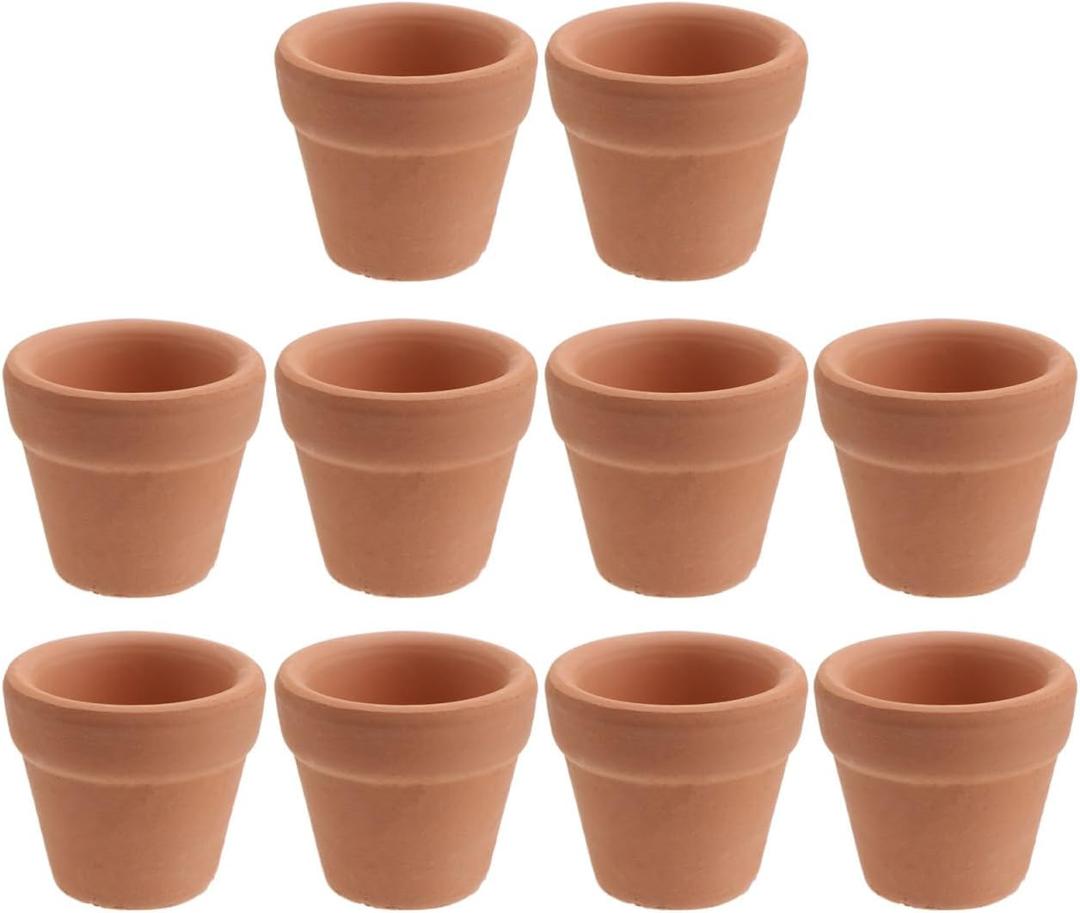HANABASS 10Pcs 1.2 Inch Mini Terracotta Pots with Drainage Holes, Small Clay Flower Pots, Tiny DIY Paintable Succulent Planter for Nursery Miniature Cactus Succulent Garden Windowsill DIY Crafts