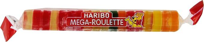 HARIBO Mega Roulette Sweet Gummy Candy, 1.59 oz. Rolls (Pack of 24), BB: 12/2026