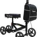 Steerable Knee Walker Deluxe Medical Scooter for Foot Injuries Compact Crutches, with Dual Rear on-Wheel Brake and Shock Absorption Under The Knee pad, Black