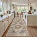 Madane Hallway Runner Rug 2'6''x10' Kitchen Runner, Non Slip Vintage Runners for Hallways Washable Kitchen Rugs Soft Low Pile 2.5x10 ft Rug Runner for Laundry Room, Entryway and Bedroom, Turmeric/Grey