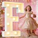 Pooqla 3FT Marquee Light Up Letters, LED Letters Big Mosaic Marquee Letters 3 Feet Tall, Giant Letter Sign for Balloons Birthday Anniversary Wedding Party Decoration, Warm White Letter F