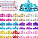 72 Pcs Foam Crowns Set, Multi-Color Princess Tiaras Crown with Crystal Diamond Stickers DIY Crown Party Favor Set for Birthday Parties, Role-Playing, Craft Classes (36 Crowns + 36 Stickers)