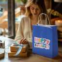 Toovip 50 Pack 8x4.75x10 Inch Medium Royal Blue Kraft Paper Bags with Handles Bulk, Gift Wrap Bags for Favor Grocery Retail Party Birthday Shopping Business Goody Craft Merchandise Take Out sacks