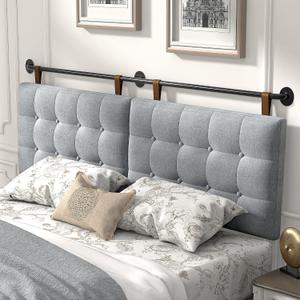 Headboards for Queen Size Bed,Head Board Wall Mounted Headboard with Fine Linen Upholstery and Button Tufting, Adjustable Heigh Headboard for Bedroom(Queen,Grey)