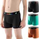 Carer 3 Pack Boys Incontinence Underwear Washable Reusable Kids Cotton Incontinence Boxer Briefs with Front Absorbency Leakproof Underwear for Youth Boys 2XL(Orange/Green/Black)