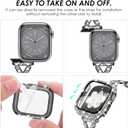 KADES Band & Case Designed for Apple Watch Series 46mm 45mm 44mm 42mm 41mm 40mm 38mm for Women, Metal Strap with Bling Rhinestone Screen Protector Cover for iWatch 10 9 8 7 6 5 4 SE SE2 3 2 1