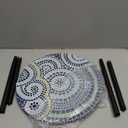 1 Pack Metal Outdoor Side Table Small Outside Round End Table for Patio Modern Accent Garden Corner Table for Small Spaces, Balcony, Porch, Weather-Resistant, Plant Stand Indoor, Round Mosaic