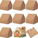 Wehhbtye 36 Sets 6'' Christmas Gingerbread House Cardboard, Brown Gingerbread House Shaped Boxes, Xmas Candy Houses DIY Craft Kit for Christmas Party Supplies Decor Cookie Snack Packaging