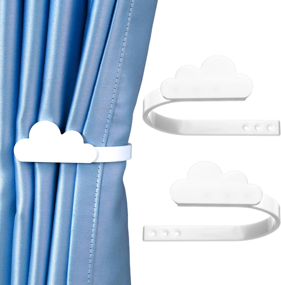 2 Pcs Cloud Curtain Tiebacks Acrylic Curtain Holdbacks with Screw Wall Mounted Tie Backs for Windows Home Decor