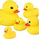 Bath Duck Toys 5 Pcs Rubber Duck Family Squeak Ducks Baby Shower Toy for Toddlers Boys Girls (Yellow Duck Family)