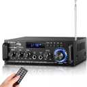 298Pro Stereo Audio Amplifier, Max 400W Home 2 Channel Bluetooth 5.0 Wireless Power Amplifier, HiFi Sound Home Theater Audio System Home Stereo Receiver, MIC in w/Echo, Bass & Treble w/USB/RCA/FM