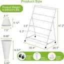 Flower Stand, 3 Tier Flower Display Stand with 12 Buckets, Upgrade Double Circle No Shaking, Outdoor Flower Cart with Wheels for Patio, Garden, Shop, Wedding, Party, Exhibition, Indoor, White