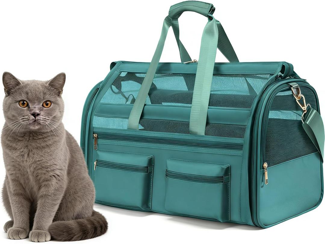 Cat Carrier, Small Dog Carrier for Small Medium Pets Up to 15 LbsPet Carrier Airline Approved,Soft-Sided Puppy Travel Bag with Safety Zippers,Chihuahua Carry Case, Kitty Cloth Cage