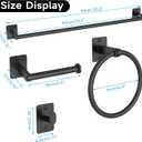 Matte Black Bathroom Accessories Set, KLJKPA 4 Pieces Bathroom Hardware Set, 24 inch Towel Bar, Towel Racks for Bathroom, Robe Towel Hooks, Toilet Paper Holder Wall Mounted
