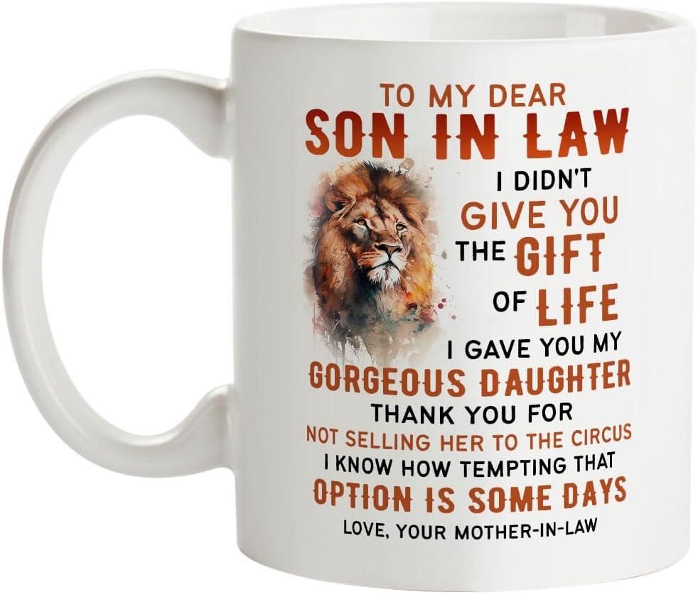 Fatbaby To My Son-in-law Coffee Mug Gifts from Mother-in-law, Birthday Christmas Fathers Day Gifts for Son In Law from Mother In Law Tea Cup 11oz