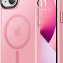 Thomo Strong Magnetic for iPhone 13 Case & iPhone 14 Case [Compatible with Magsafe] [10FT Drop Resistant] Matte Skin Feeling Back, Aluminum Alloy Keys Phone Case iPhone 13/14, Pink