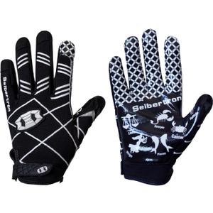 Seibertron Pro 3.0 Twelve Constellations Elite Ultra-Stick Football Receiver Gloves | Super Sticky Grip for Youth Kids Boys 8-12 Girls & Adult Men & Women, Perfect Sports Gift (Black) S