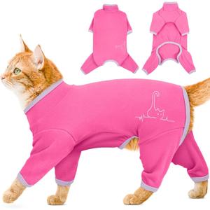 Cat Pajamas for Cats Only, Sticky Hair Cat Clothes, Sphynx Hairless Cats Sweater, Recovery Suit After Surgery, Prevent Lost Hair Kitten Onesie Shirts Costumes Outfits for Pet Medium