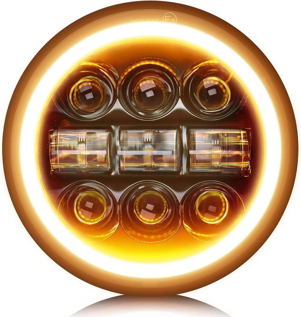 CO LIGHT 5-3/4 5.75 inch LED Halo Motorcycle Headlight Hi/Lo Beam White/Amber DRL Led Projector Sealed Beam Headlight 1PC