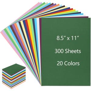 300 Sheets A4 Colored Cardstock Bulk, 8.5 x 1120 Assorted Colors Construction Paper, 230 GSM Thick Multi Color Card Stock for Scrapbooking, DIY Crafts, Card Making, Cutting Projects