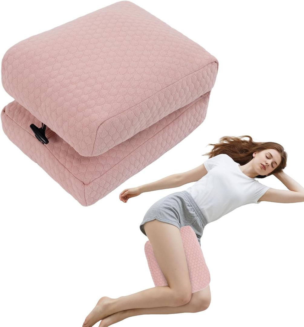 Knee Pillow for Side Sleepers, Leg Support Pillow for Hip Pain Smooth Spine Alignment for Better Sleep, Ideal Pillows for Side Sleeping Knee and Back Pain Relief, Pink