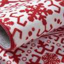 Christmas Area Rug 2x3 Red Snowflake Holiday Decorative Doormat Entryway Kitchen Washable Non Slip Soft Low Pile Small Carpet for Living Room Bedroom Entrance Dining Room Bathroom