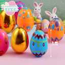 JOYIN 18 Pcs Printed Easter Eggs Include 8 Golden Eggs, 3.15" Colorful Plastic Easter Eggs, Fillable Empty Eggs for Easter Egg Hunt, Basket Stuffer Filler, Egg Toddler Gift