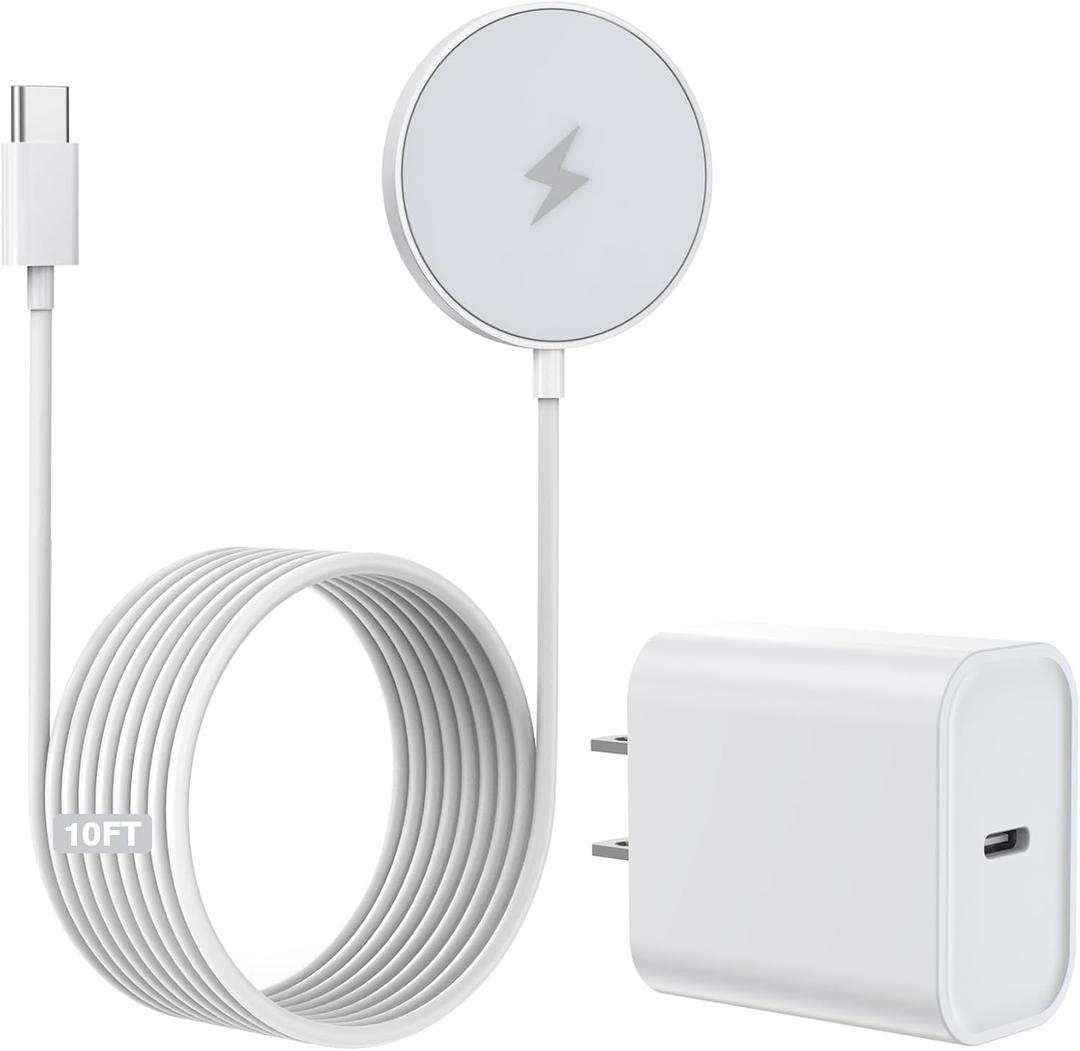 10FT Magnetic Wireless Charger,15W Fast Apple Mag-Safe Charger for iPhone 17/16/15 PD with USBC Apple Fast Charging Block 10Foot Quick Charge for iPhone 17/17 Air/17 16 15 Pro/Pro Max/14/13/12/AirPods