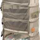 Surblue Travel Hanging Packing Cubes with 2 Hooks Hanging Shelves for Luggage Organizers Portable Compression 4 Shelf Closet Carry-on Suitcases Organizers, Medium,Beige