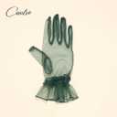 CASDRE Short Tulle Gloves Wrist Length Sheer Glove Halloween Evening Costume Gloves for Women (Green)
