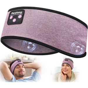 Perytong Sleep Headphones Wireless, Bluetooth Headband Sports Sleeping Headphones Sleep Mask Earbuds Breathable Wireless Music Headband for Side Sleepers Sleeping Travel Workout Running Air Travel (HB Purple)