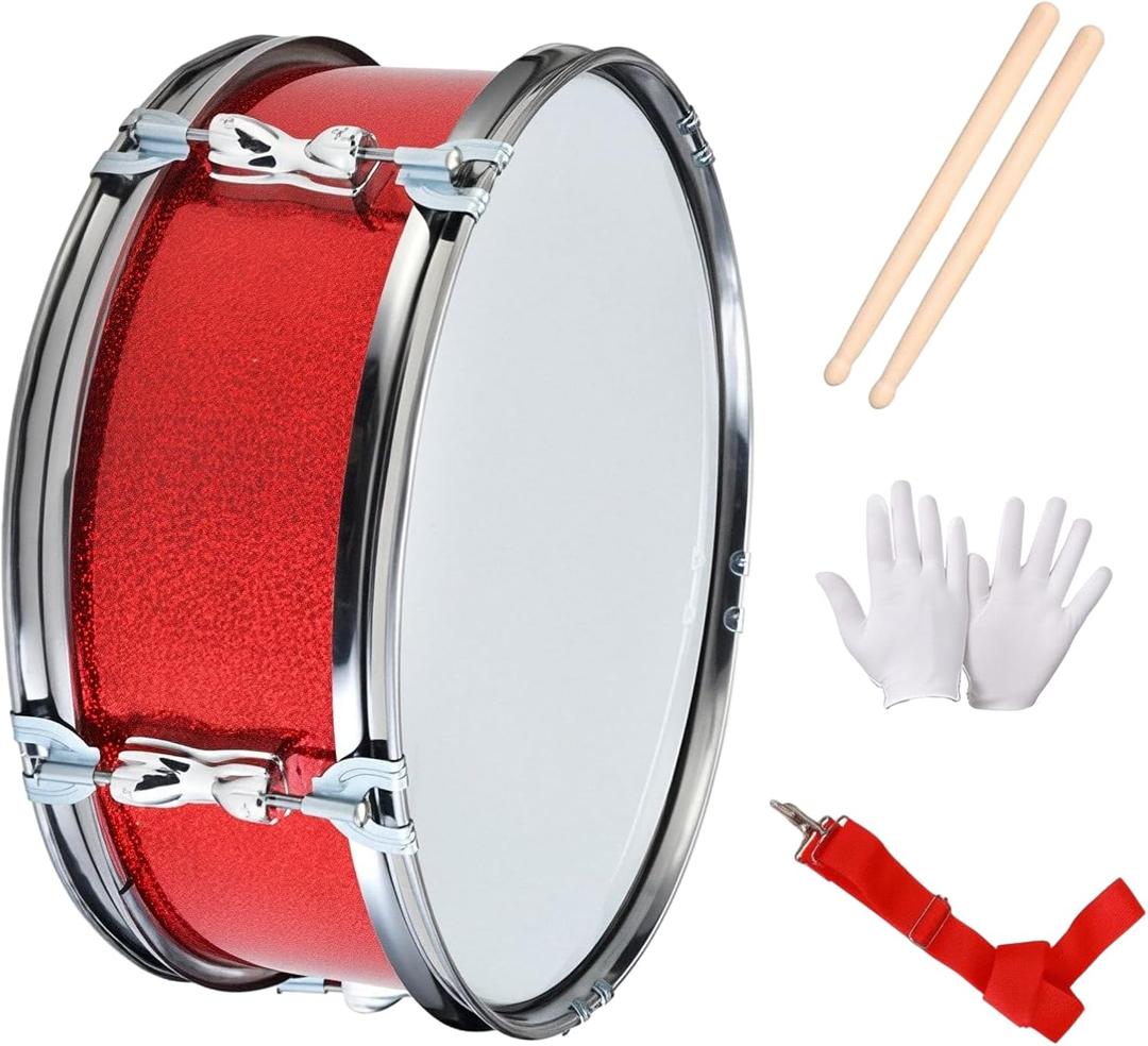 11inch Snare Drum with Adjustable Strap Professional Percussion Instrument Musical Instruments for Teens Birthday Gifts, Red