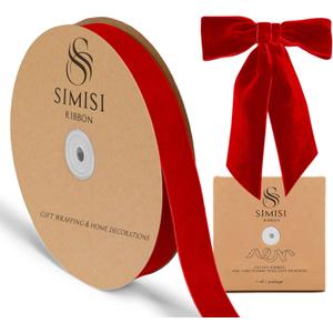 Red Velvet Ribbon 1'' 25 Yards for Christmas Tree, Gift Wrapping, Flower Bouquet, Wreath Decorations, Bow Making (1 x 900 in)